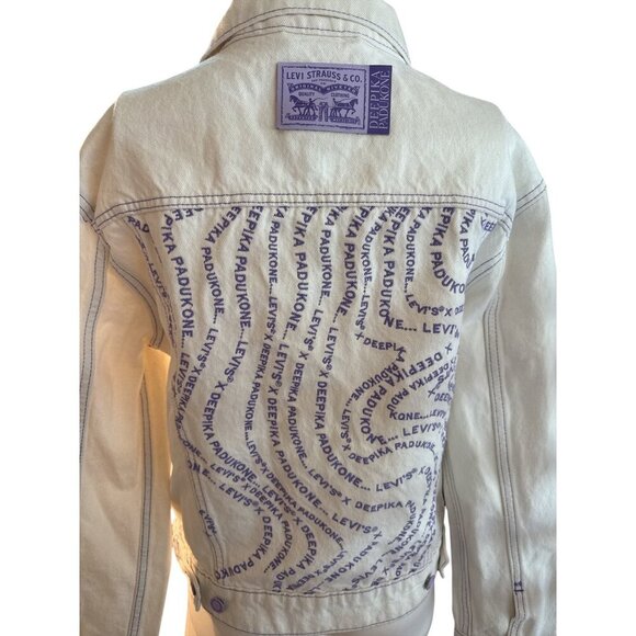 Levis x Deepika Padukone Colab White Denim Jacket with Purple Accents NWT - Picture 3 of 10